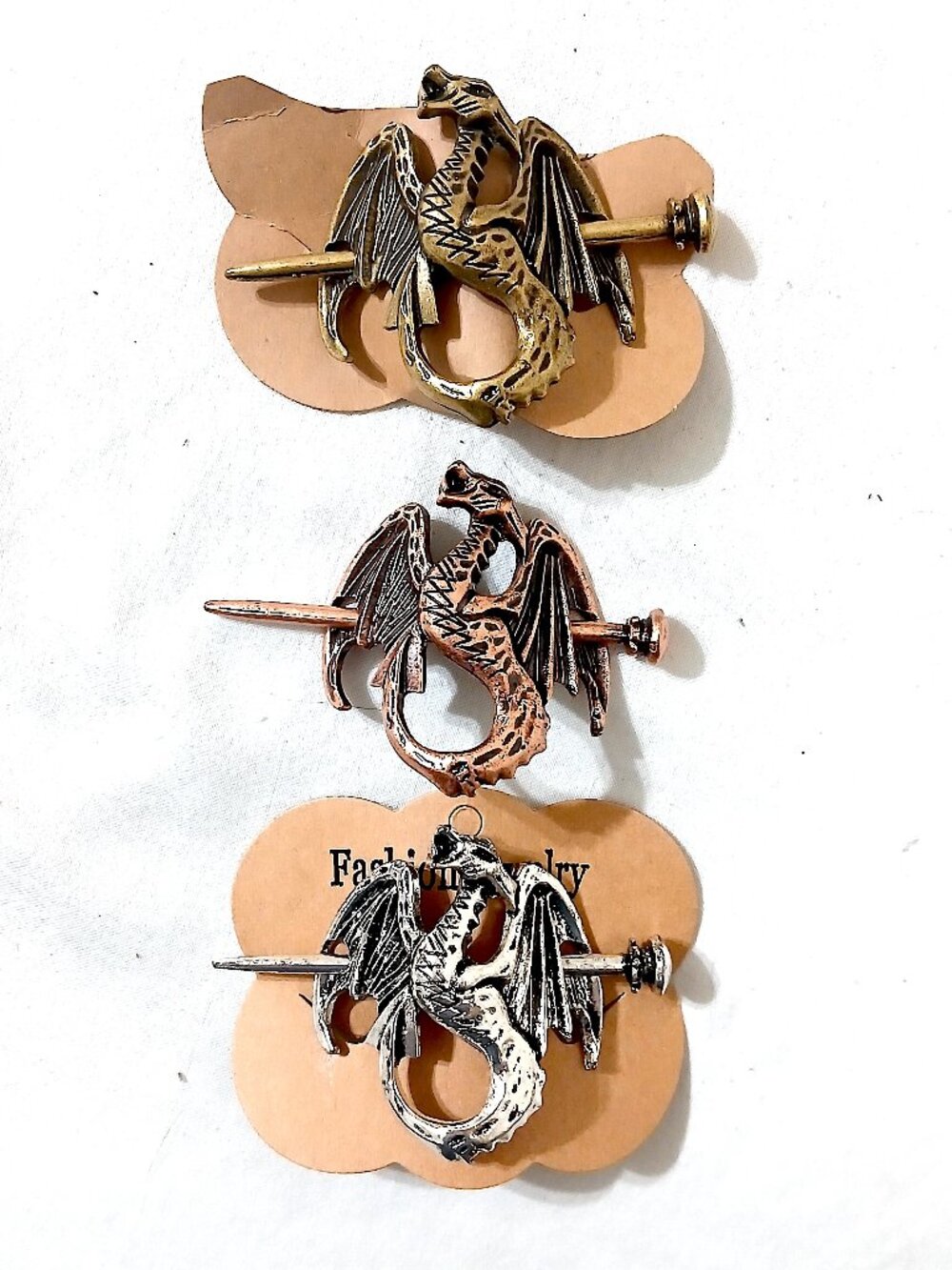 🐉 Vintage Bronze Dragon Hair Slide / Hair Stick Holder – Fantasy Celtic Renaiss